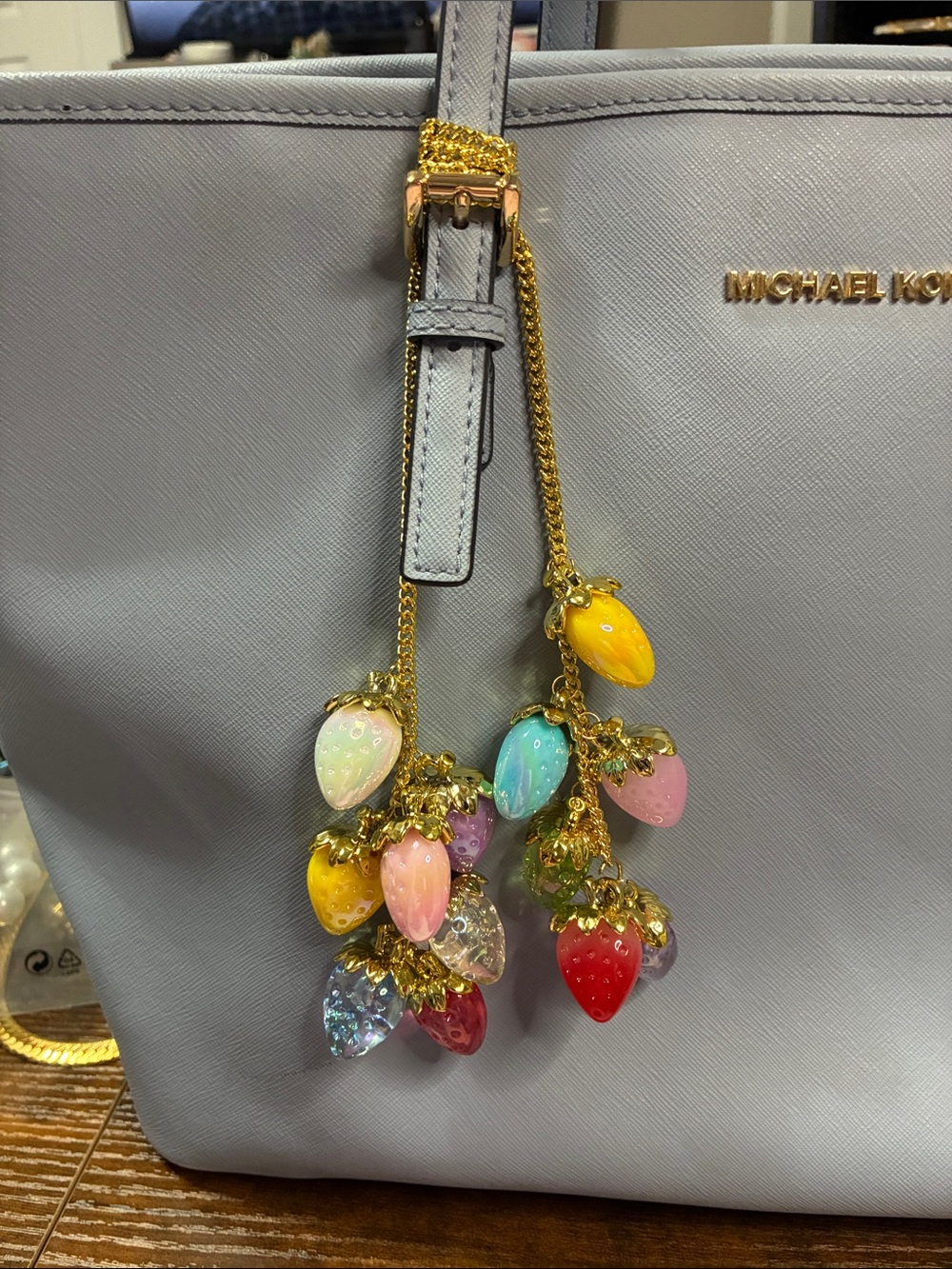 Multicolor Strawberry Bag Charm